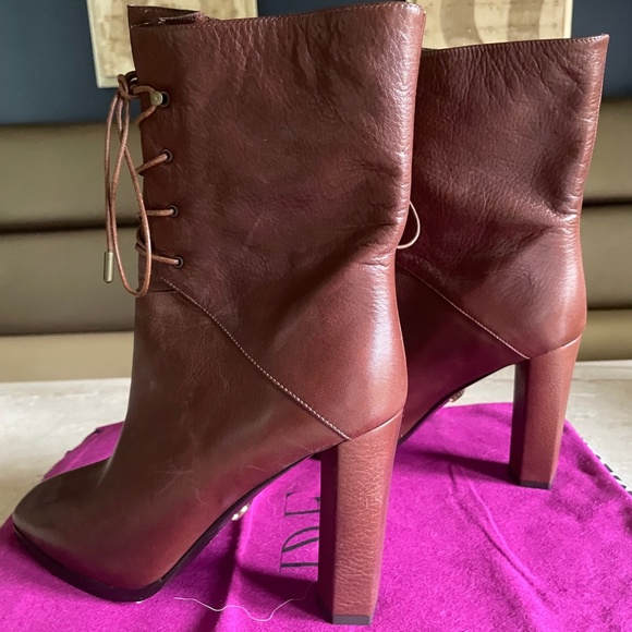 Diane Von Furstenberg Paden Brandy Tumbled Calf Leather Boot sz 8 - Picture 8 of 13